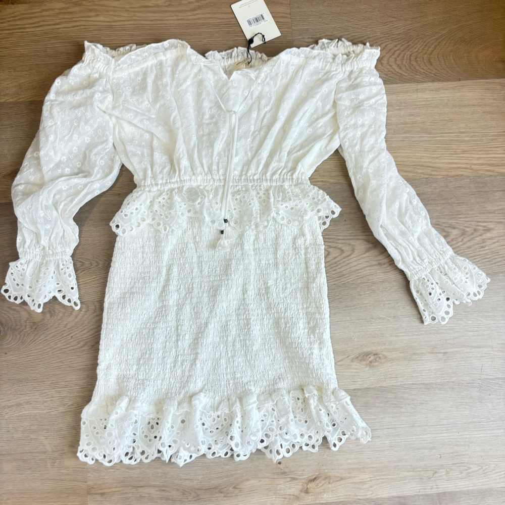 Spell Daisy Chain Ruched Mini Dress White Medium - Picture 5 of 9